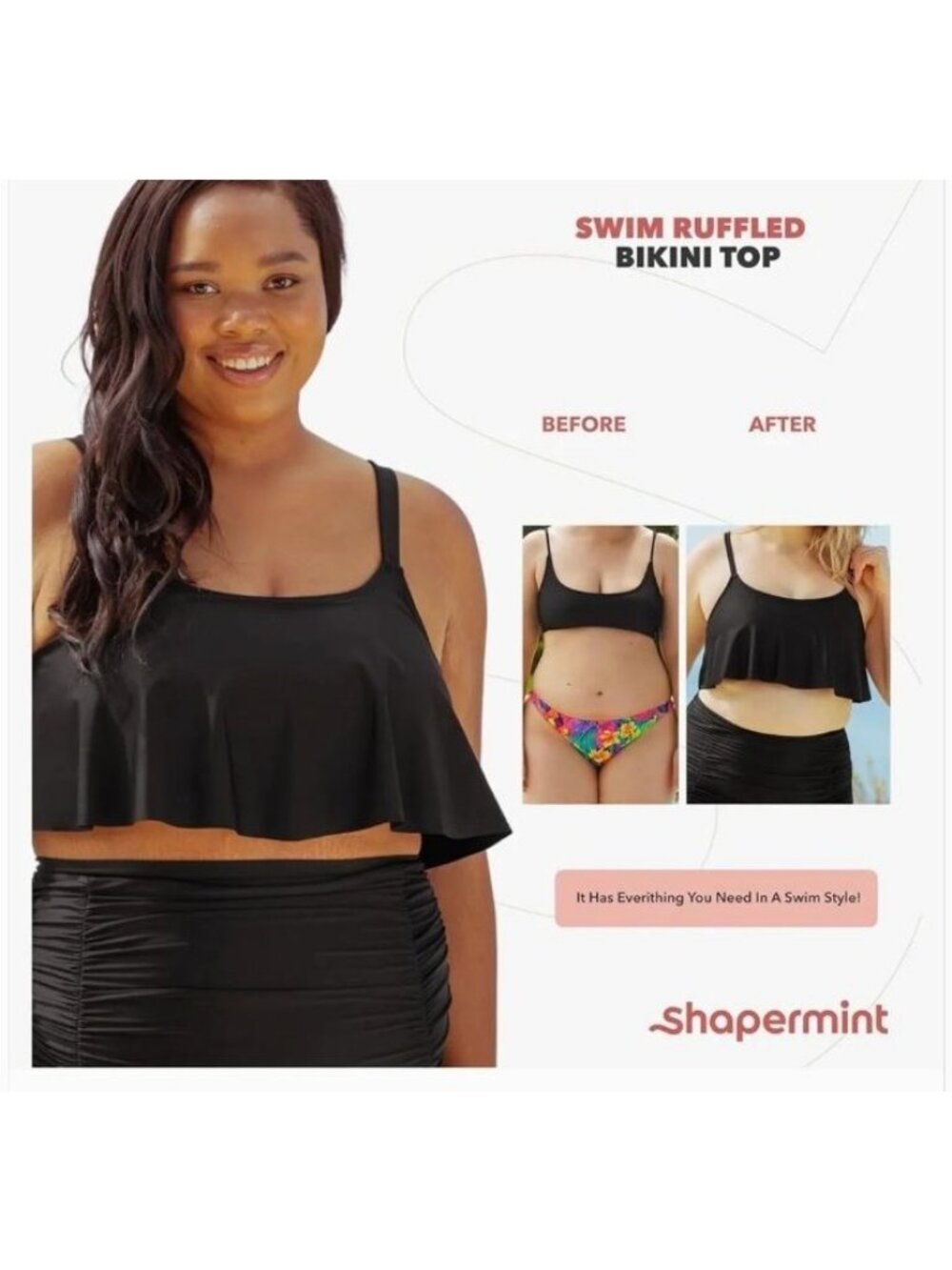 Shapermint Empetua Swim Ruffled Bikini Top XL - Picture 7 of 14